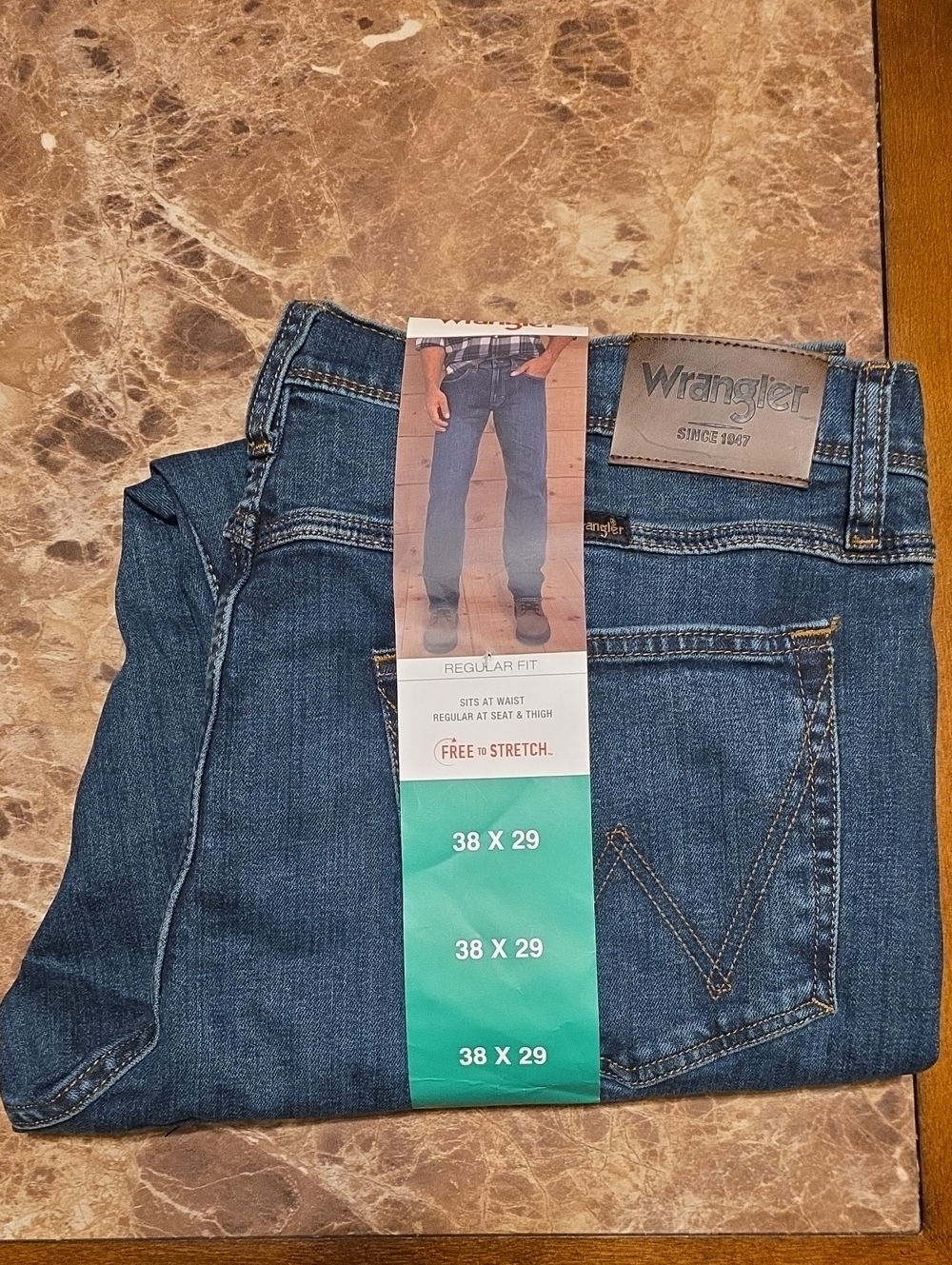 Wrangler Dark Blue Regular Fit Stretch Denim Jeans